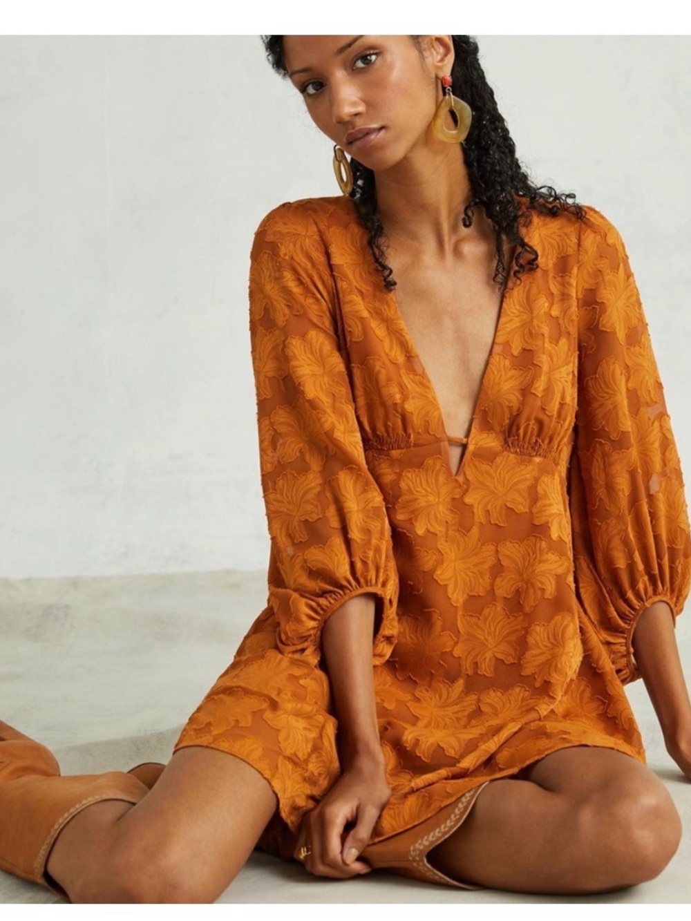 Anthropologie Plunge Jacquard Dress